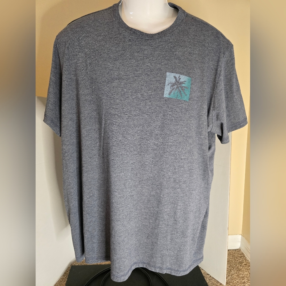 Vineyard Vines Mens Palm Tree Short Sleeve T-Shirt Gray and Teal Dunes T Large L